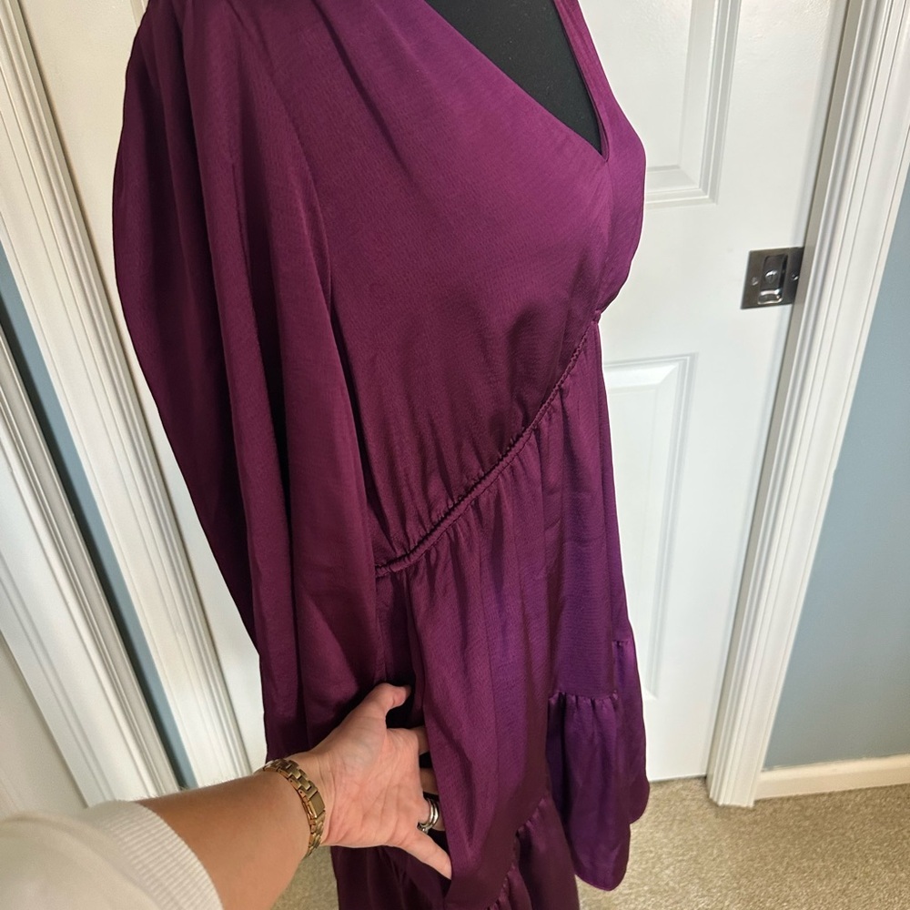 Lilly Pulitzer Deacon 3/4 Sleeve Satin Rich Purple Dress with Pockets! - Picture 5 of 8